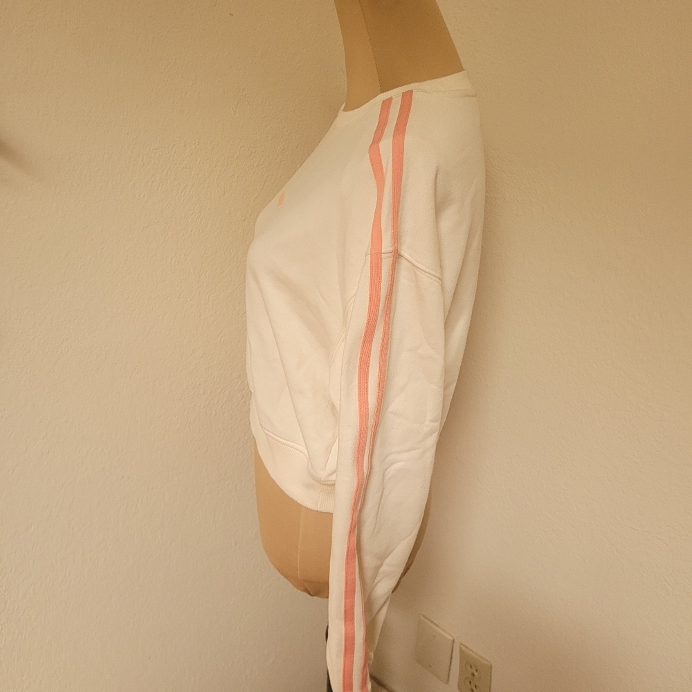 Nerdy White and Coral Cropped Sweatshirt - Picture 4 of 5